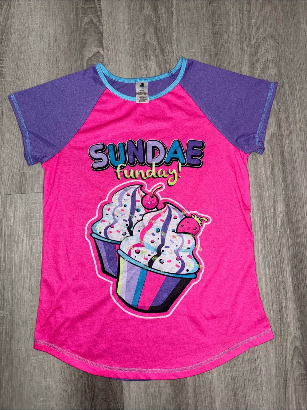 JV Apparel Girls Sleepshirt Pink Purple Cartoon Sundae Funday size (14/16)